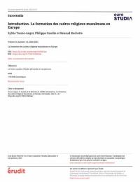 Eurostudia 14 La formation des cadres religieux musulmans