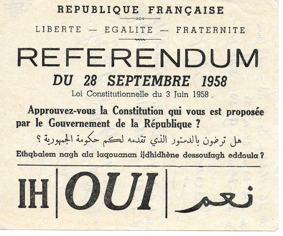 Bulletin référendum 1958, Algérie