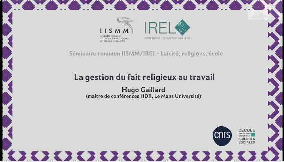 La gestion du fait religieux au travail (Hugo Gaillard)