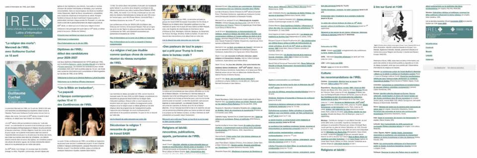 Lettre mensuelle IREL avril 2026